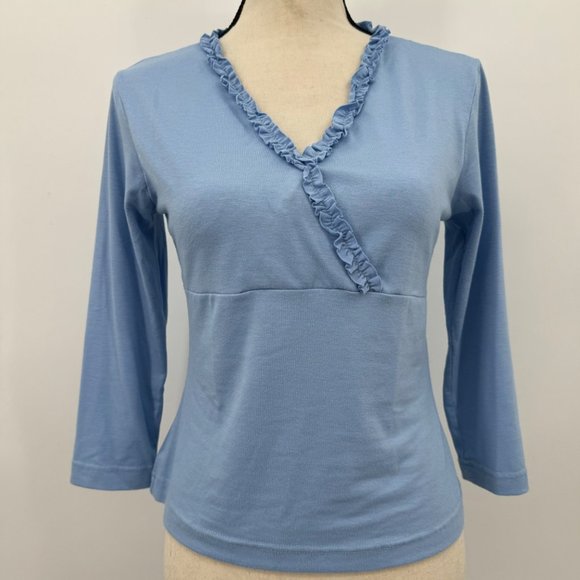 blue ruffle trim babydoll top size Large fairycore y2k coquette - Picture 1 of 5